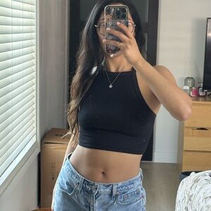 Wild Fable Black Halter Crop Top